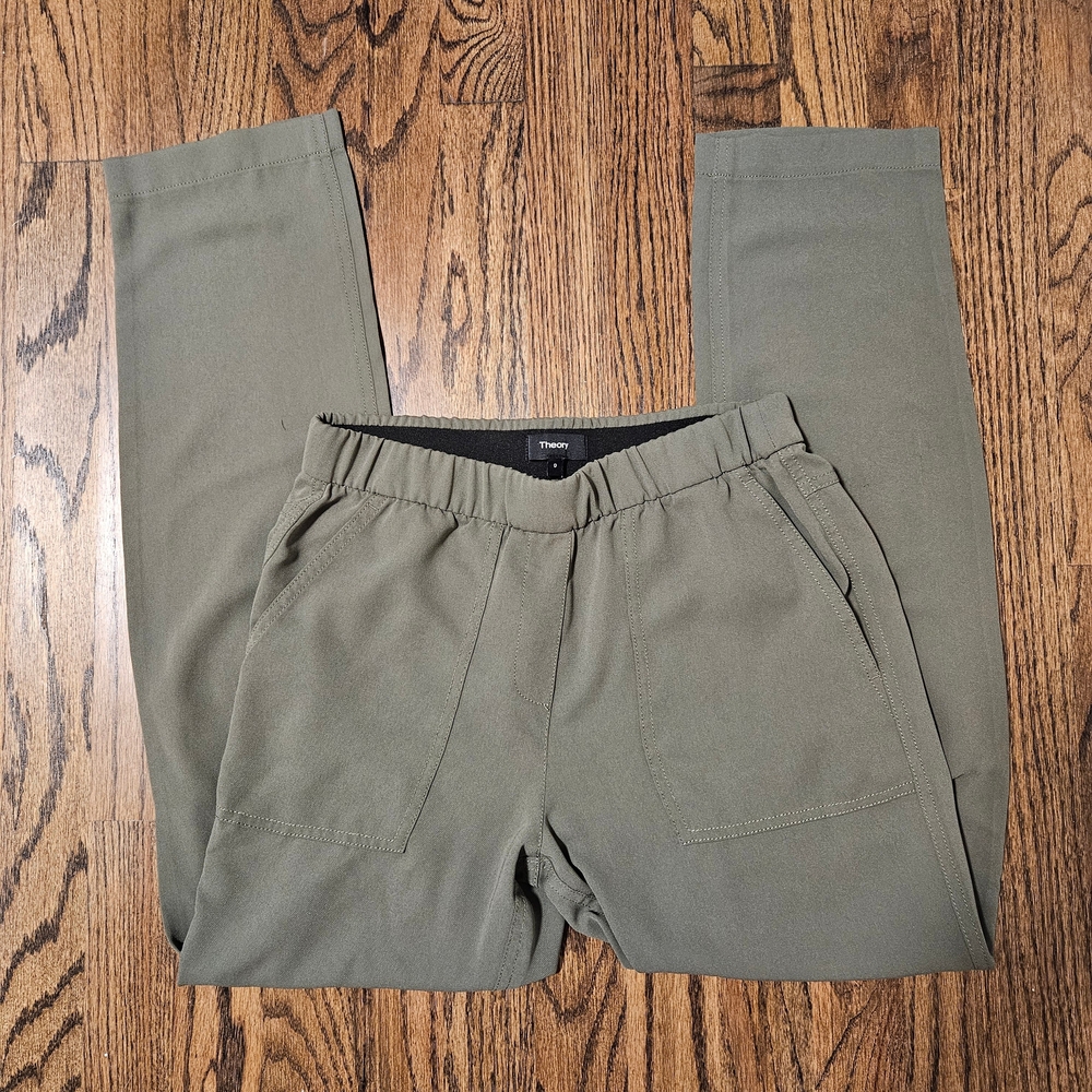 Theory Olive Green Minimalist Capsule Women's Pants